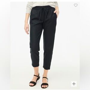 NWT J. Crew Pant Trouser Linen Cotton Black Drawstring Cuffed Travel Summer Plus
